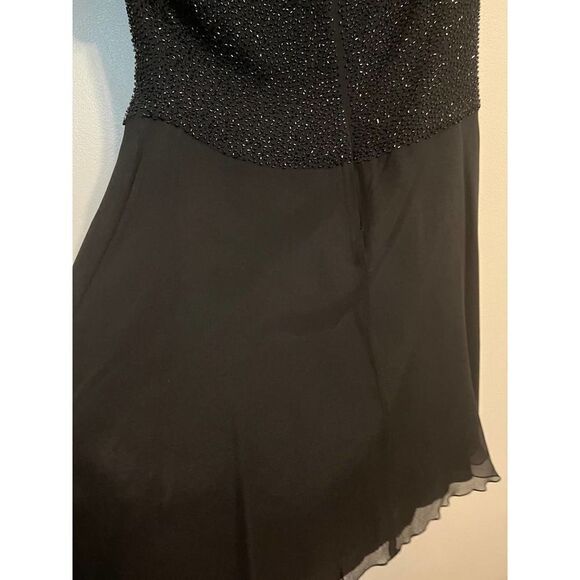 Bieff Basix Black Silk Short Dress Beaded Bodice Sz. 10 - Picture 8 of 9
